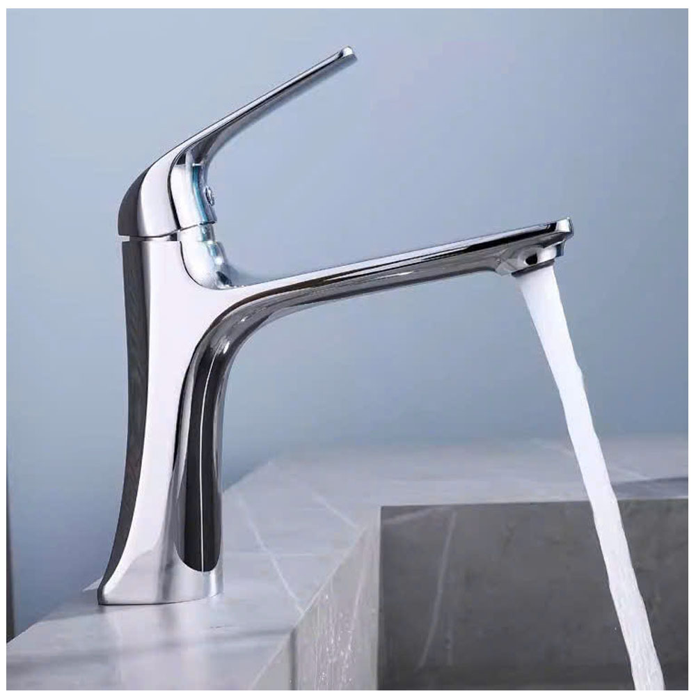 Vòi chậu Lavabo nóng lạnh thân đồng mạ Crom 3 lớp thiết kế hiện đại