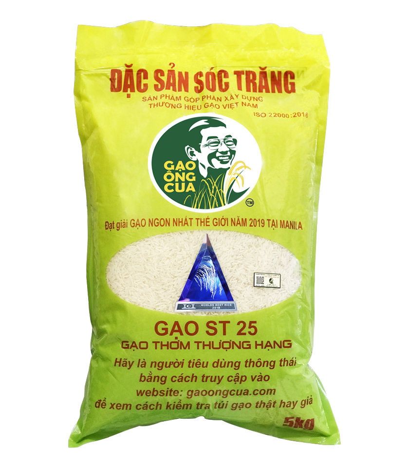 Bao 25 kg Gạo Thơm ST25 đặc sản sóc Trăng túi 5kg / Combo 2 túi Gạo ST25 lúa tôm túi 5kg