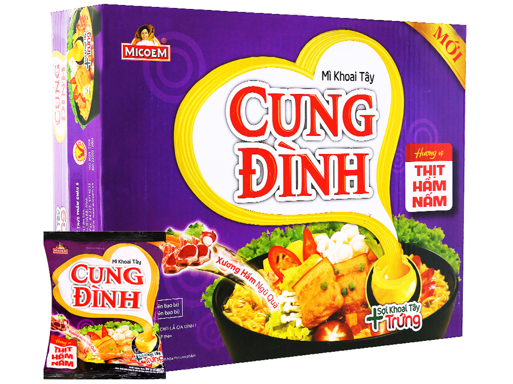 Mì ăn liền MICOEM CUNG ĐÌNH thịt hầm nấm bịch 80g thùng 30