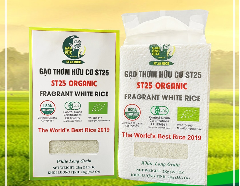 Thùng 8 hộp 2kg Gạo thơm hữu cơ ST25 / Combo 2 hộp Gạo ST25 organic fragrant white rice 2kg