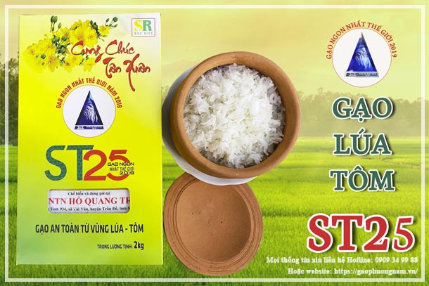 Thùng 8 hộp 2kg Gạo ST25 Lúa Tôm Gạo Ngon nhất Thế Giới / Combo 2 hộp Gạo ST25 gạo an toàn từ vùng Lúa Tôm 2kg