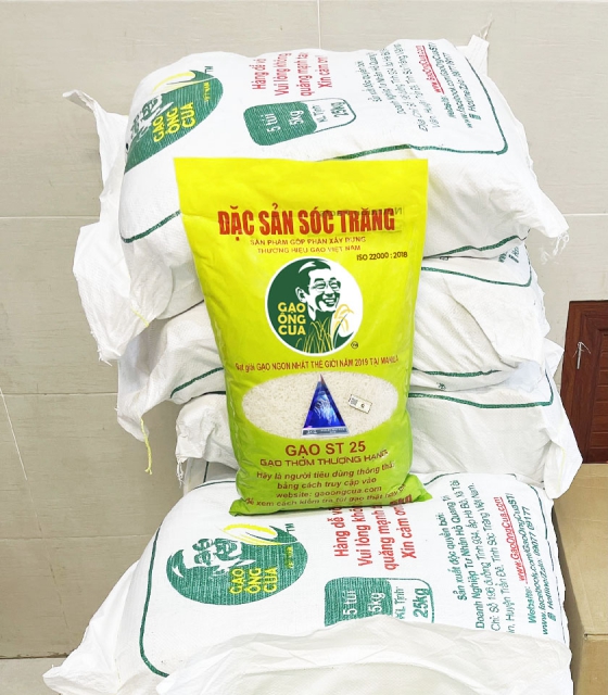 Bao 25 kg Gạo Thơm ST25 đặc sản sóc Trăng túi 5kg / Combo 2 túi Gạo ST25 lúa tôm túi 5kg