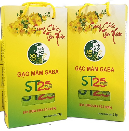 Thùng 8 hộp 2kg gạo mầm gaba sóc trăng ST25 / Combo 2 hộp Gạo Mầm Gaba ST25 hộp 2kg Gạo Ông Cua Đặc Sản Sóc Trăng
