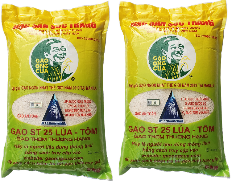 Bao 25 kg Gạo ST25 Lúa Tôm Hồ Quang Cua đặc sản sóc Trăng túi 5kg / Combo 2 túi Gạo ST25 lúa tôm túi 5kg
