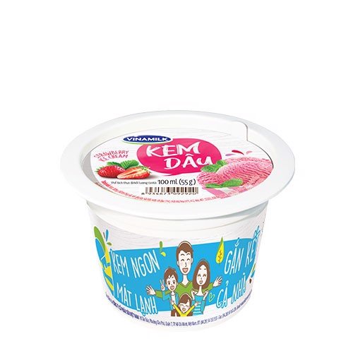Kem ăn VINAMILK dâu ly 100ml