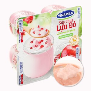 Sữa chua ăn VINAMILK lựu đỏ hộp 100g lốc 4