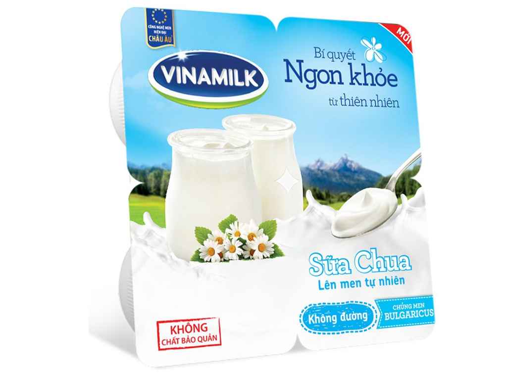 Sữa chua VINAMILK không đường hộp 100g lốc 4