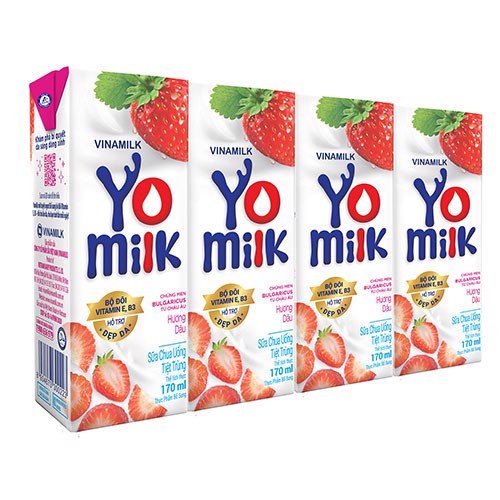 Sữa chua uống VINAMILK YOMILK dâu hộp 180ml thùng 48