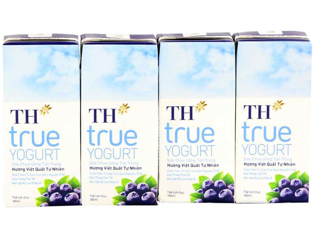Sữa chua uống TH TRUE YOGURT việt quốc hộp 180ml lốc 4