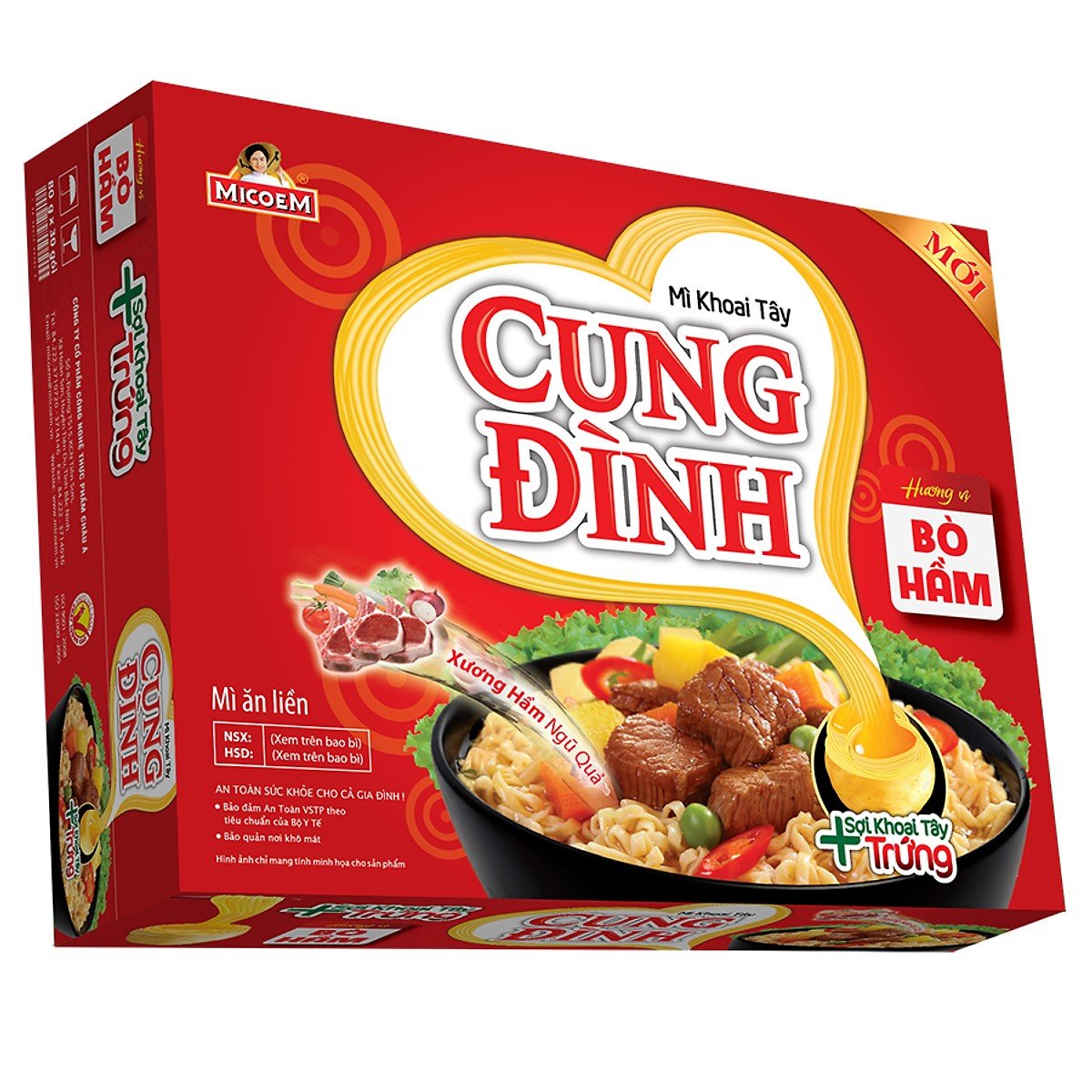 Mì ăn liền MICOEM CUNG ĐÌNH bò hầm bịch 80g thùng 30