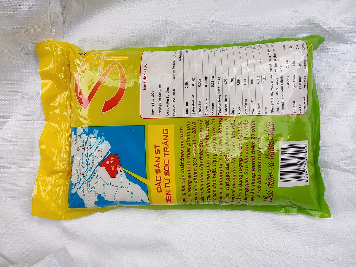 Bao 25 kg Gạo Thơm ST25 đặc sản sóc Trăng túi 5kg / Combo 2 túi Gạo ST25 lúa tôm túi 5kg