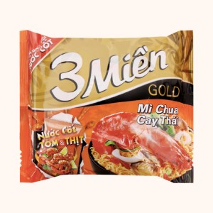 Mì ăn liền UNIBEN 3 MIỀN GOLD chua cay thái bịch 75g