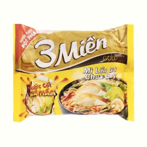 Mì ăn liền UNIBEN 3 MIỀN GOLD lẩu gà chua cay bịch 75g