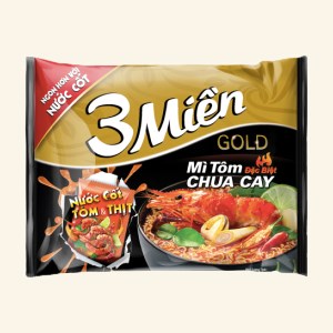 Mì ăn liền UNIBEN 3 MIỀN GOLD tôm chua cay thái bịch 75g