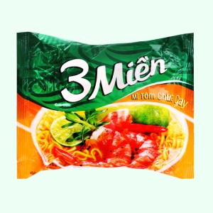 Mì ăn liền UNIBEN 3 MIỀN THƯỜNG tôm chua cay bịch 65g