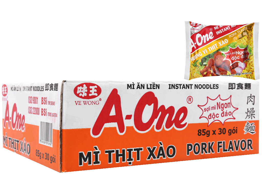 Mì ăn liền VE WONG AONE thịt xào bịch 85g thùng 30