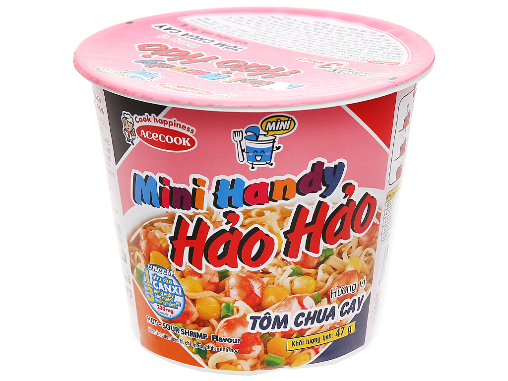 Mì ăn liền ACECOOK HẢO HẢO chua cay mini tô 47g