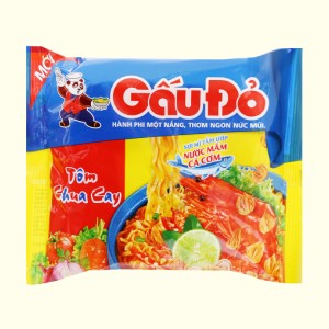 Mì ăn liền ASIA FOODS GẤU ĐỎ tôm chua cay bịch 64g