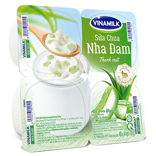 Sữa chua ăn VINAMILK nha đam hộp 100g lốc 4