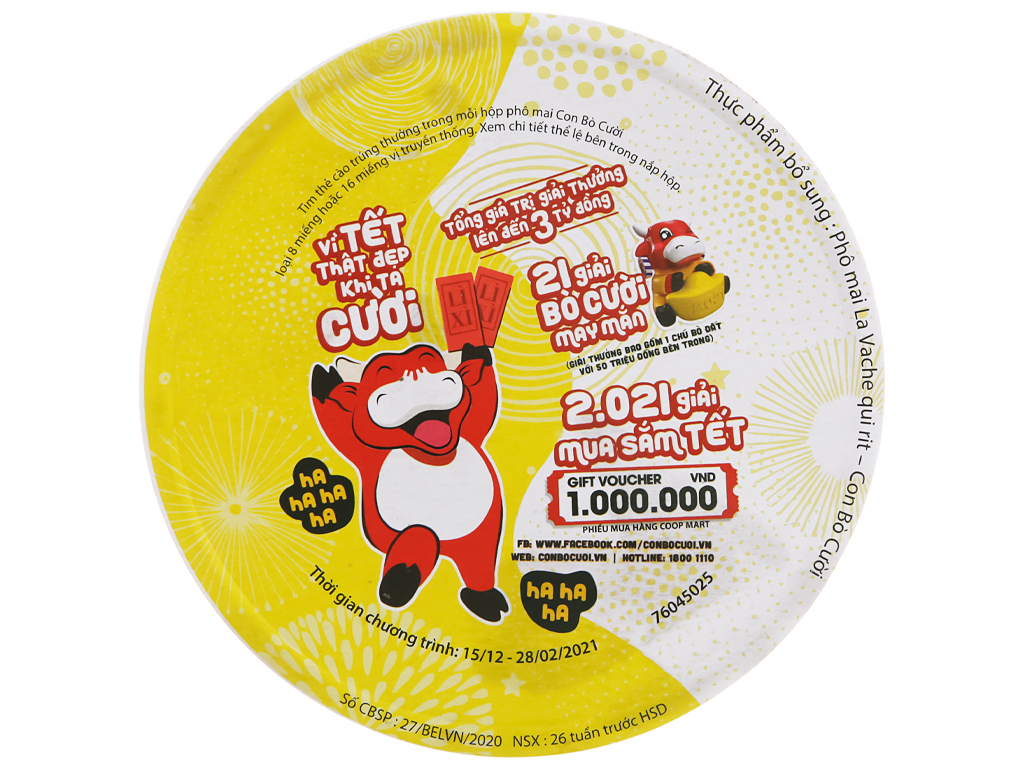 Phô Mai Con Bò Cười Tròn Hộp 120g x8