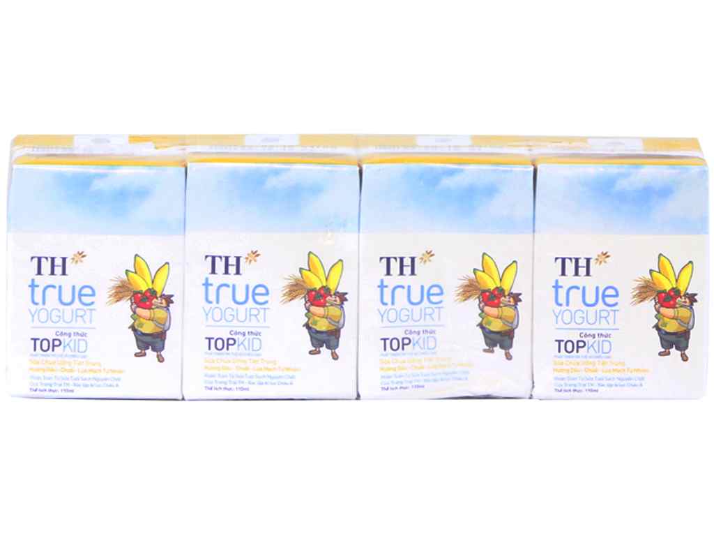 Sữa chua uống TH TRUE YOGURT TOP KID chuối hộp 110ml lốc 4