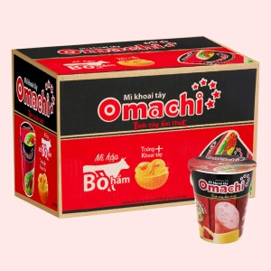 Mì ăn liền MASSAN OMACHI xốt bò hầm xúc xích ly 113g thùng 24