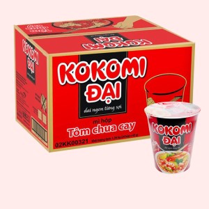 Mì ăn liền MASSAN KOKOMI tôm chua cay đỏ ly 65g thùng 24