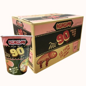 Mì ăn liền MASSAN KOKOMI tôm chua cay hồng chả tôm ly 90g thùng 24