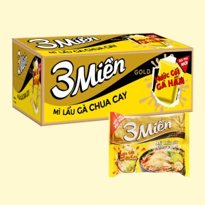 Mì ăn liền UNIBEN 3 MIỀN GOLD lẩu gà chua cay bịch 75g thùng 30