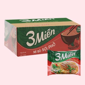 Mì ăn liền UNIBEN 3 MIỀN THƯỜNG bò sợi phở bịch 65g thùng 30