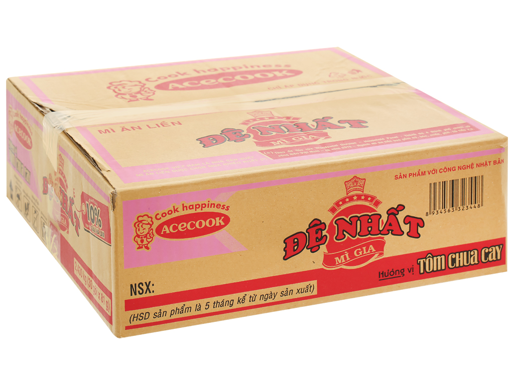 Mì ăn liền ACECOOK ĐỆ NHẤT tôm chua cay bịch 90g thùng 30