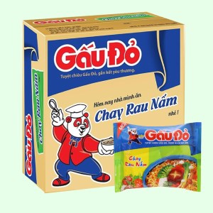 Mì ăn liền ASIA FOODS GẤU ĐỎ chay rau nấm bịch 64g thùng 30