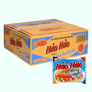 Mì ăn liền ACECOOK HẢO HẢO sườn heo tỏi phi bịch 73g thùng 30