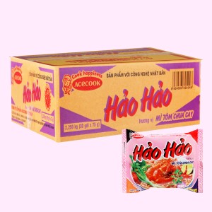Mì ăn liền ACECOOK HẢO HẢO chua cay bịch 75g thùng 30