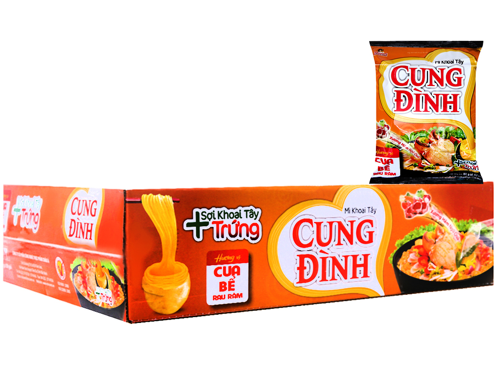 Mì ăn liền MICOEM CUNG ĐÌNH cua bể rau răm bịch 80g thùng 30