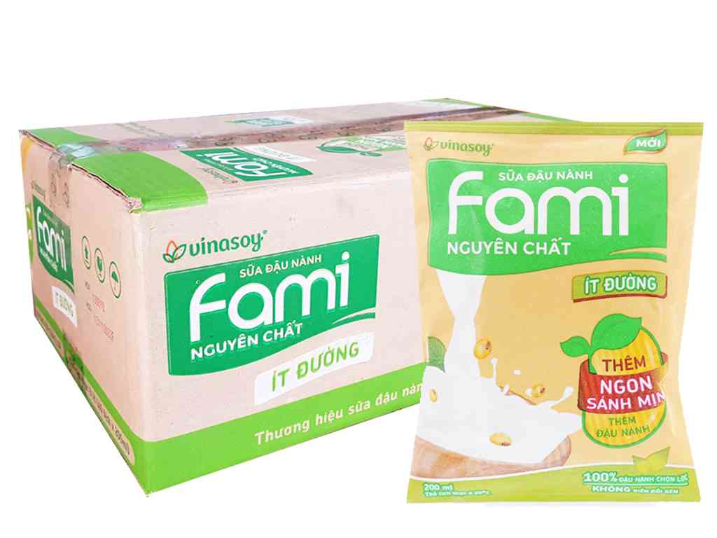 Sữa đậu nành VINASOY FAMI nguyên chất bịch 200ml thùng 40