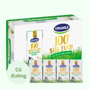Sữa tươi VINAMILK 100 có đường hộp 110ml thùng 48