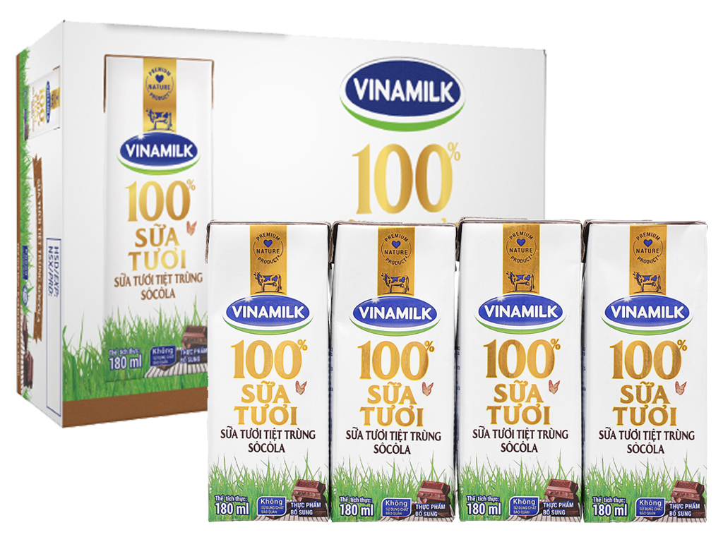 Sữa tươi VINAMILK 100 socola hộp 180ml thùng 48