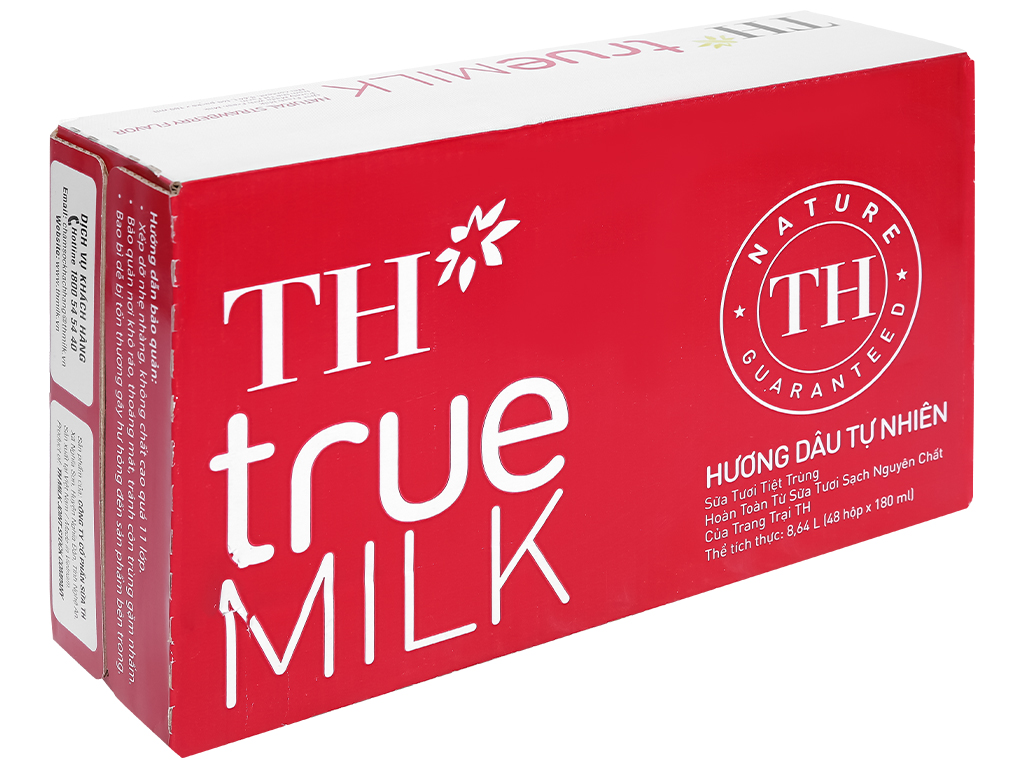 Sữa tiệt trùng TH TRUE MILK dâu hộp 180ml thùng 48