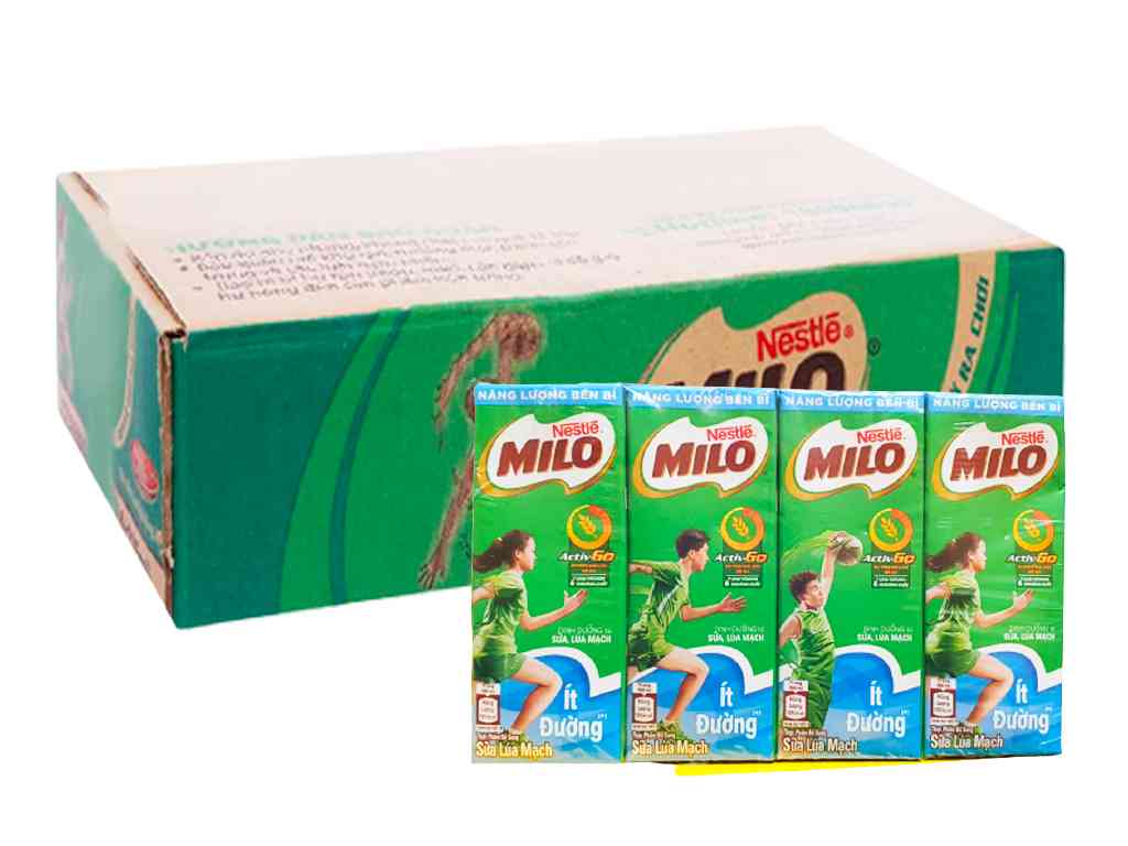 Sữa tươi NESTLÉ MILO cacao ít đường hộp 180ml thùng 48