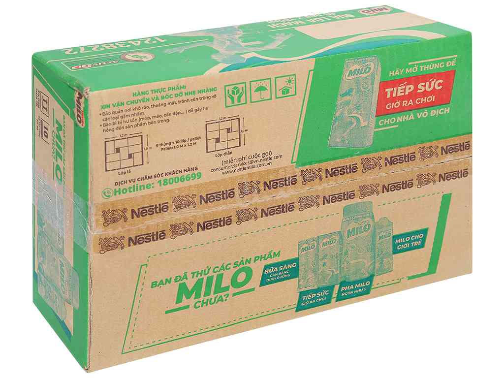 Sữa tươi NESTLÉ MILO cacao có đường hộp 180ml thùng 48