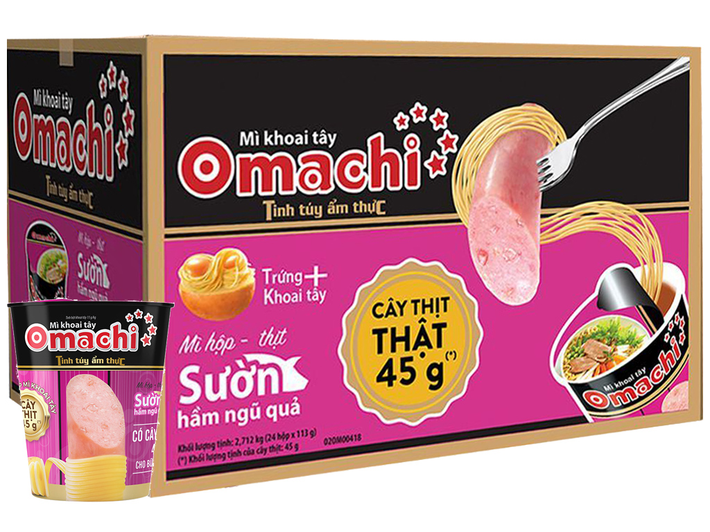 Mì ăn liền MASSAN OMACHI sườn hầm xúc xích ly 113g thùng 24