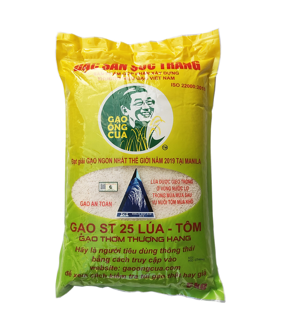 Bao 25 kg Gạo ST25 Lúa Tôm Hồ Quang Cua đặc sản sóc Trăng túi 5kg / Combo 2 túi Gạo ST25 lúa tôm túi 5kg