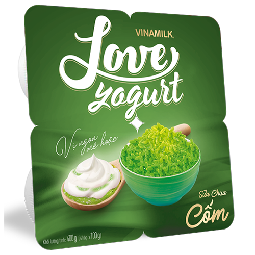 Sữa chua ăn VINAMILK LOVE YOGURT cốm hộp 100g lốc 4