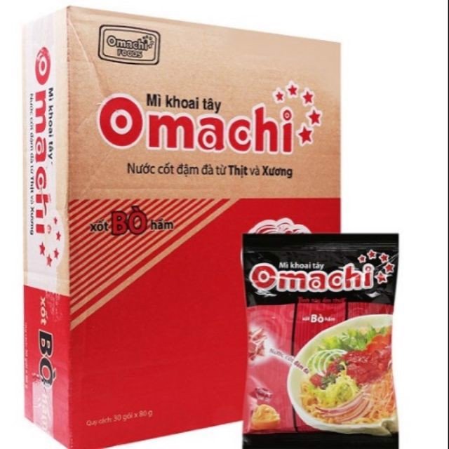 Mì ăn liền MASSAN OMACHI xốt bò hầm bịch 80g thùng 30