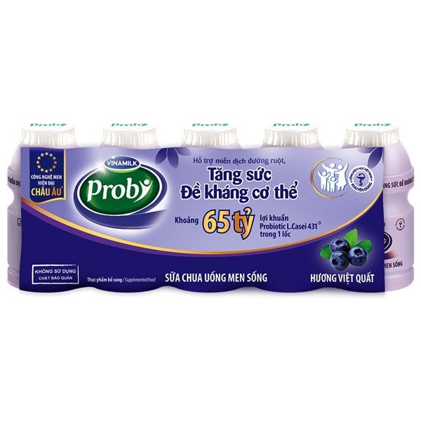 Sữa chua uống VINAMILK PROBY việt quất chai 65ml lốc 5