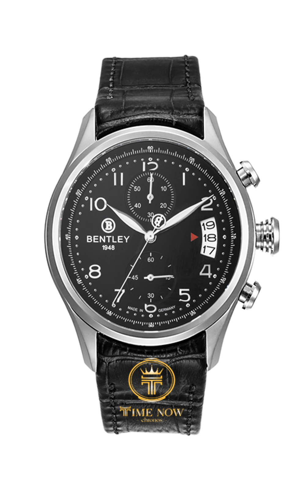 ĐỒNG HỒ BENTLEY BL1684-10WBB DÂY DA  VIỀN THÉP MẶT ĐEN