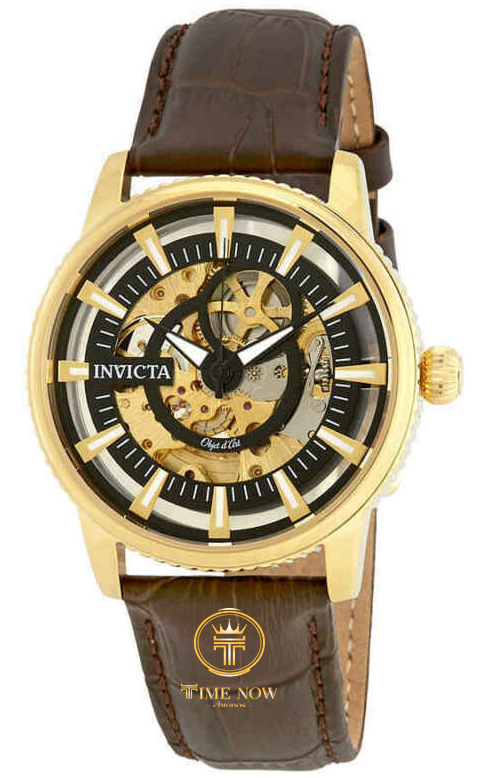 ĐỒNG HỒ NAM INVICTA 22642 AUTOMATIC SKELETON CASE GOLD DÂY DA