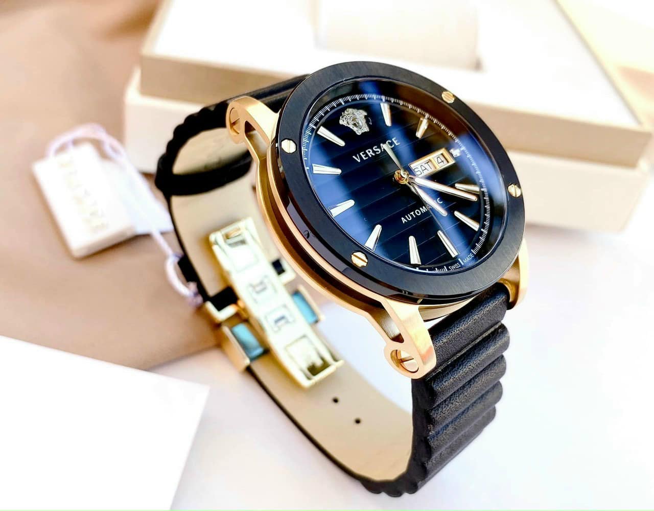 ĐỒNG HỒ NAM VERSACE VEDX00419 THEROS AUTOMATIC CASE GOLD DÂY CAO SU