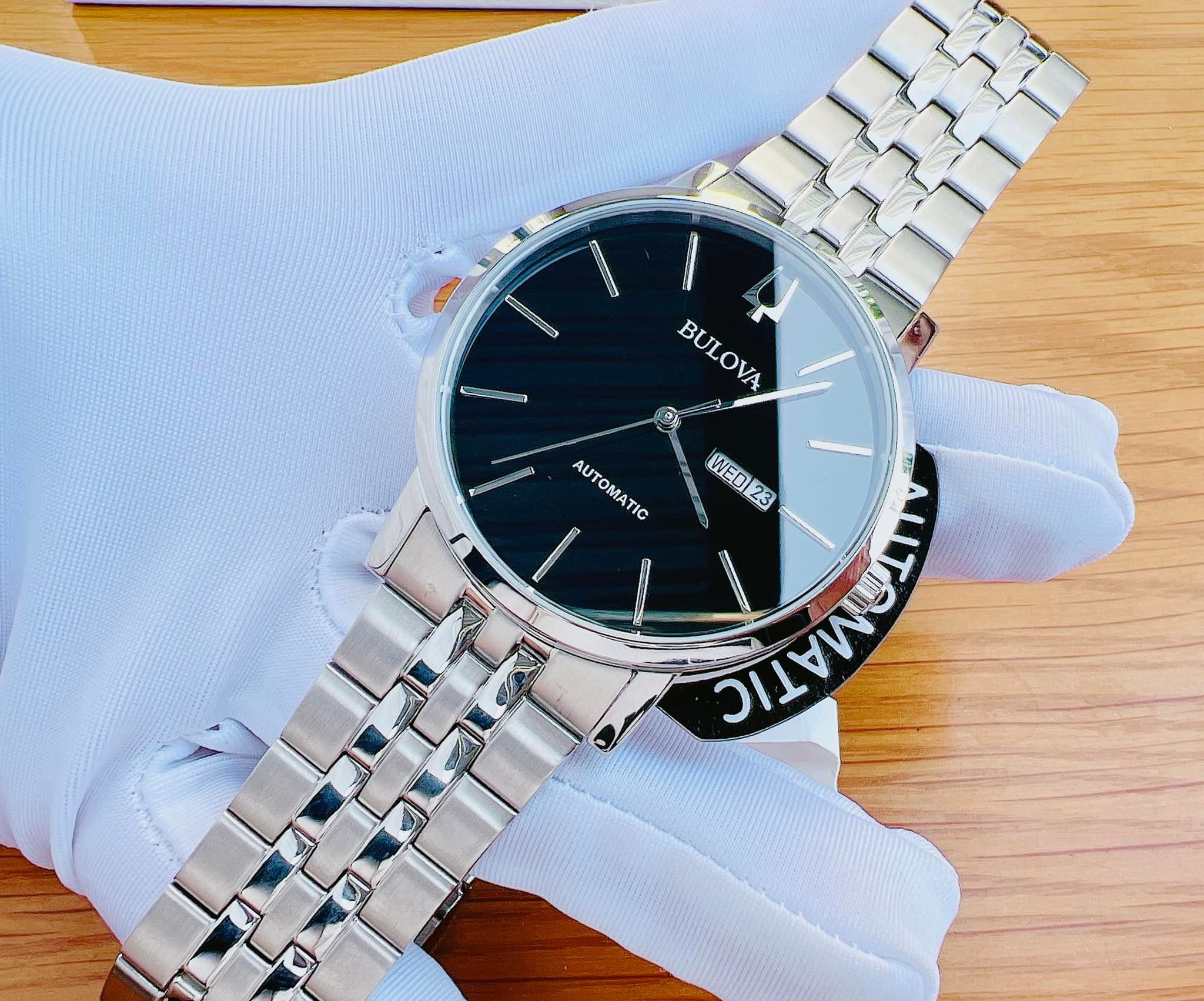 ĐỒNG HỒ NAM BULOVA 96C132 AUTOMATIC TONE SILVER DÂY KIM LOẠI